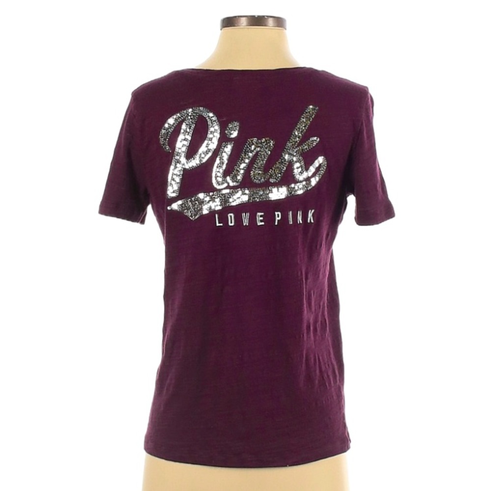 VS PINK V-neck bling tee- size Small